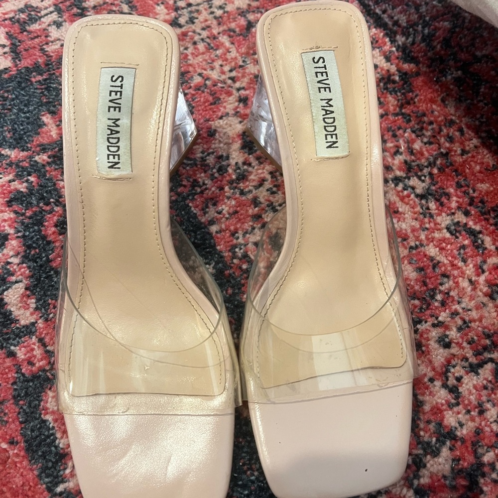 Steve Madden Nude and Clear Heels